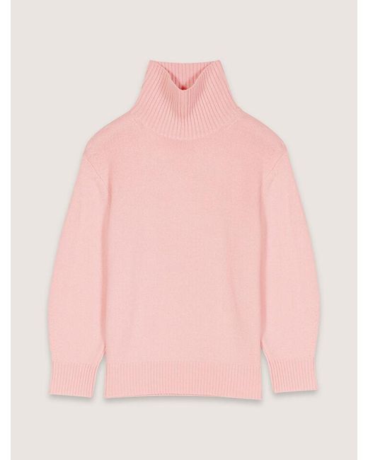 Maje Pink Kaschmir-Wolle-Rollkragenpullover