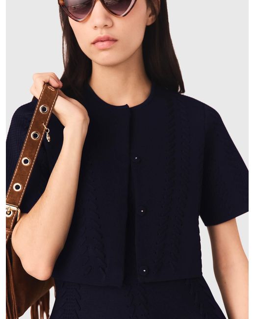 Maje Blue Cropped Cardigan