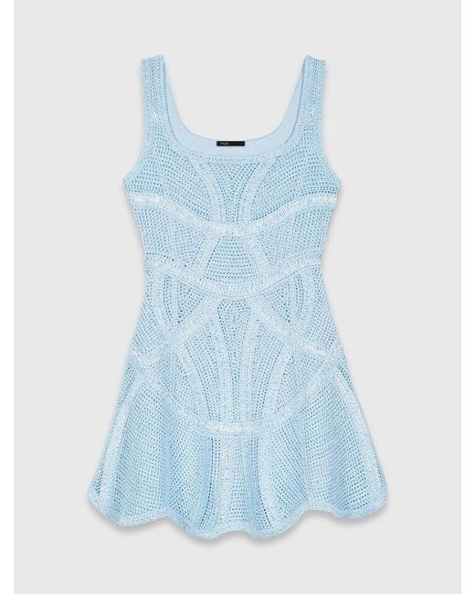 Maje White Short Crochet Dress