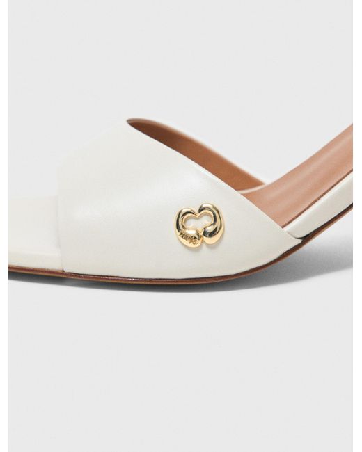 Maje White Leather Mules