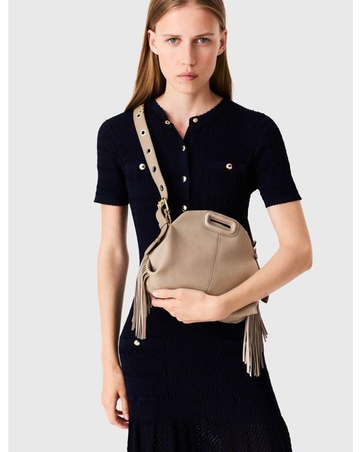 Maje Natural Grained Leather Mini Miss M Bag