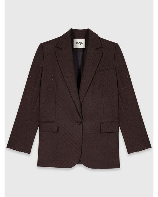 Maje Brown Rhinestone Suit Jacket