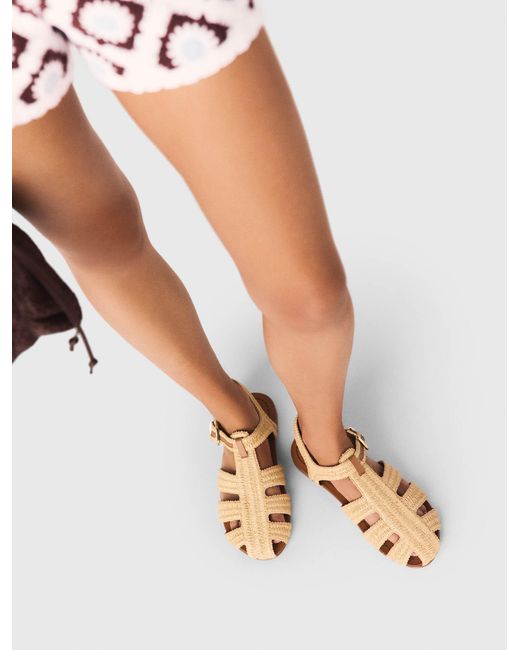 Maje Metallic Flat Strap Sandals