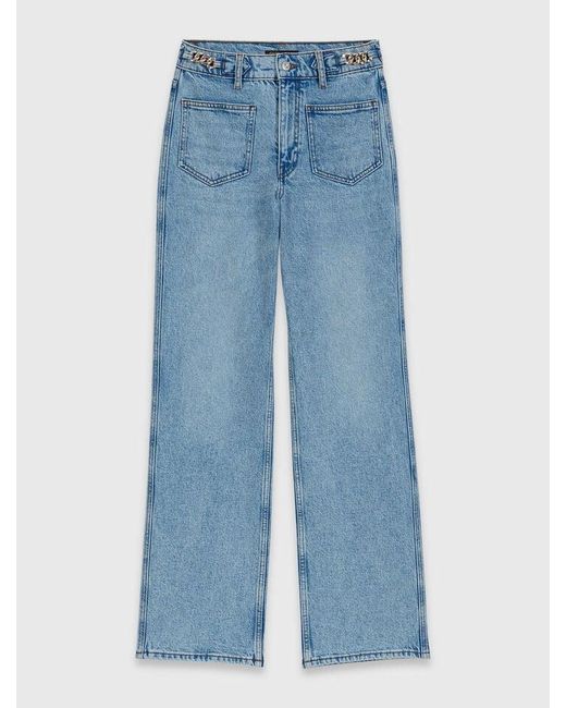 Maje Blue Straight Jeans With Chains