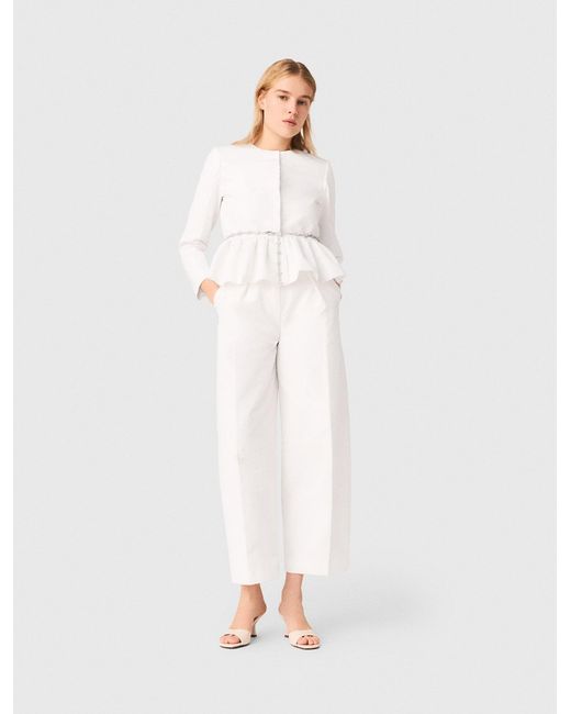 Maje White Cropped Jacket With Jewelled Belt