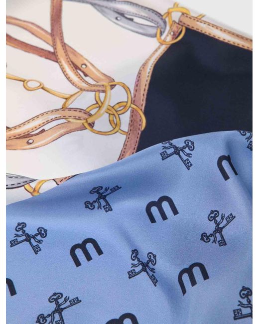 Maje Blue Equestrian Motif Silk Scarf