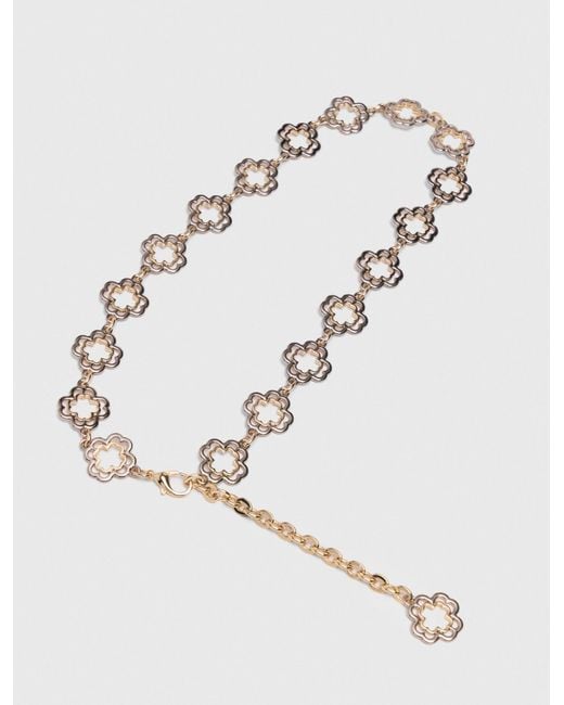 Maje Natural Two-Tone Clover Chain Belt