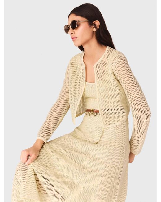 Maje Natural Rhinestone Knit Cardigan