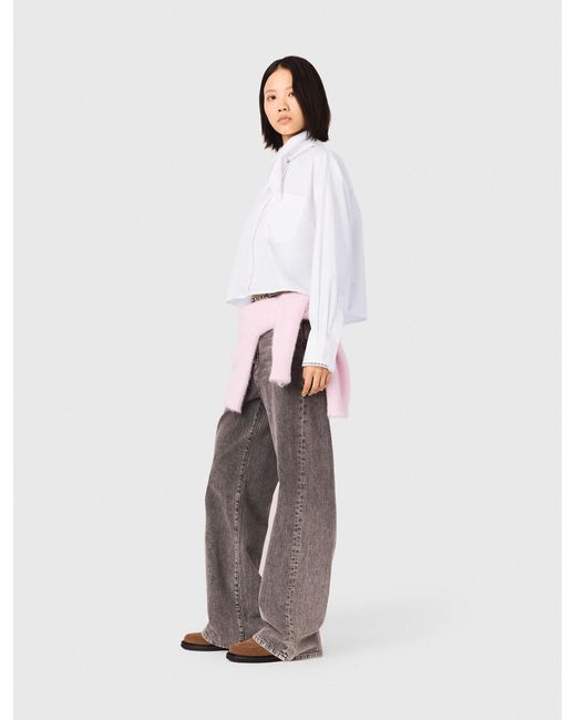 Maje White Crochet Collar Shirt