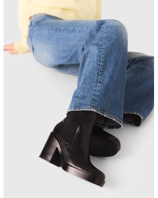 Bottines Chelsea À Talon En Cuir Maje en coloris Black