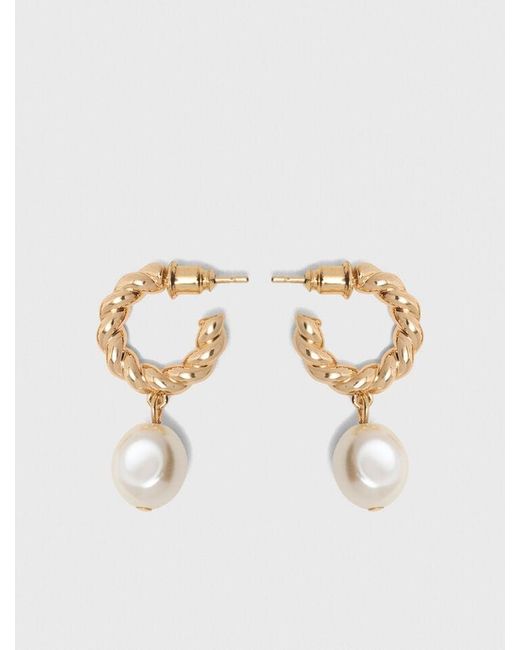 Maje White Twisted Bead Hoop Earrings