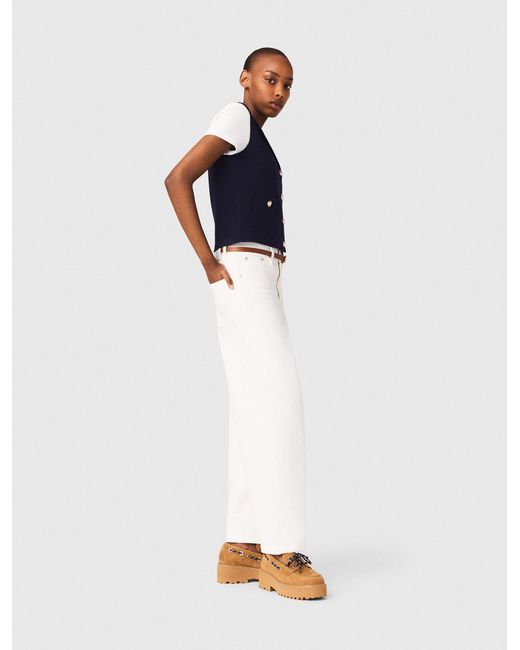 Maje White Polo Knit Cardigan