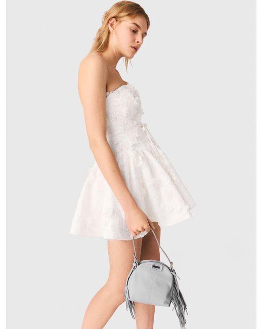 Maje White Short Embroidered Bustier Dress