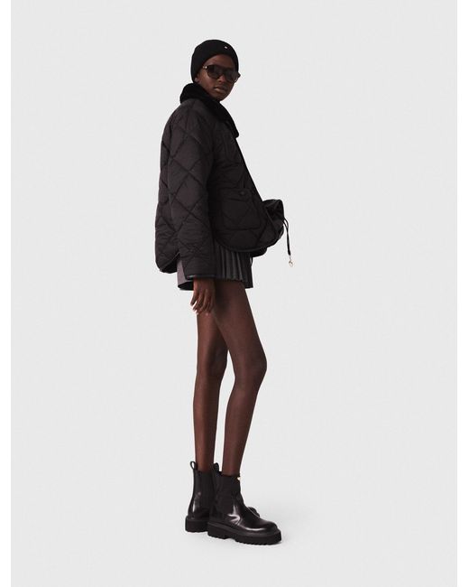Maje Black Reversible Sequin Puffer Jacket