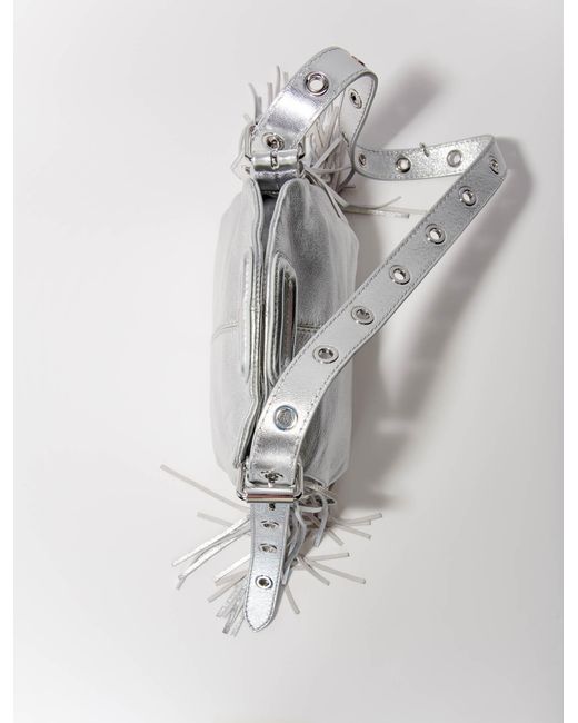 Maje White Miss M Mini Metallic Leather Bag