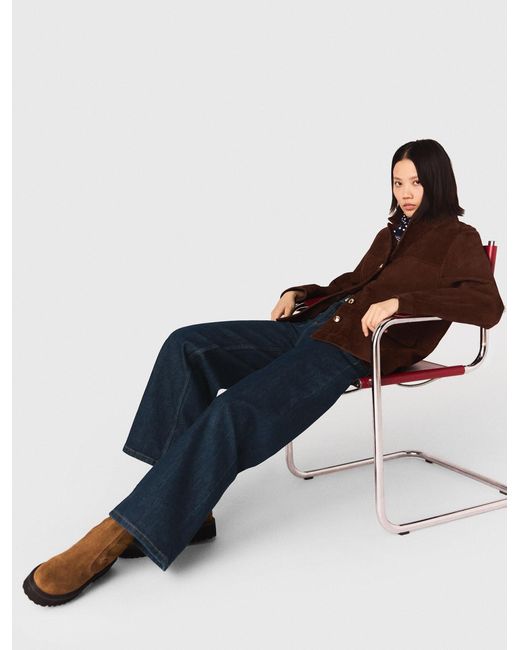 Maje Blue Wide Jeans With Patch Pockets