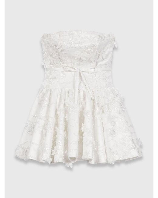 Maje White Short Embroidered Bustier Dress