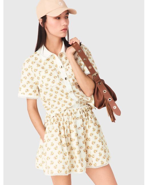 Maje White Patterned Shirt With Croquet Trim