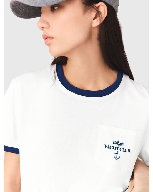 Maje White Layered-Look T-Shirt