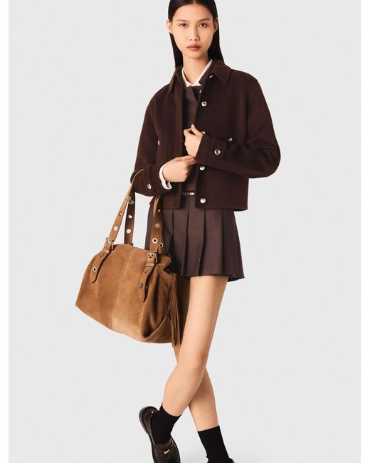 Maje Brown Tasche Miss M Xl Aus Wildleder