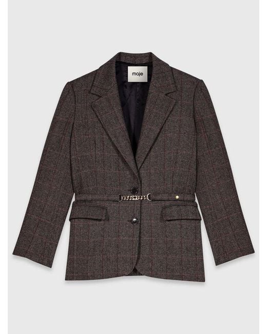 Maje White Belted Suit Jacket