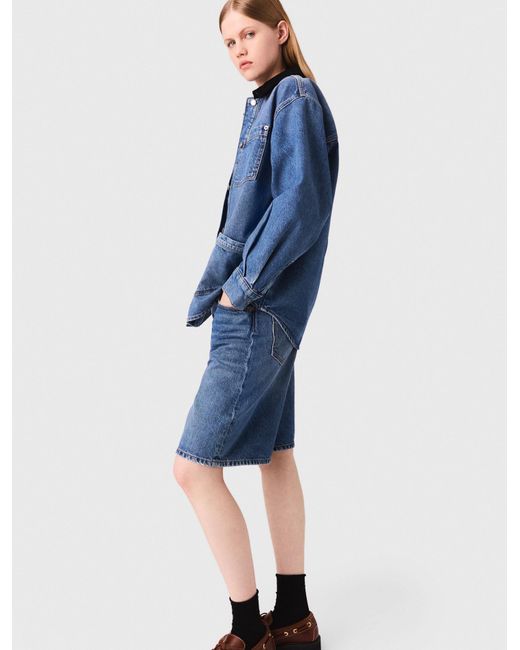 Maje Blue Jacke Aus Verwaschenem Denim