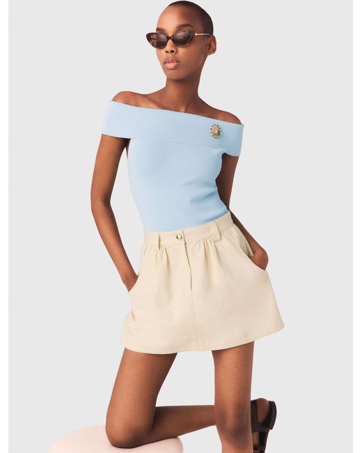 Maje White Cotton Skort