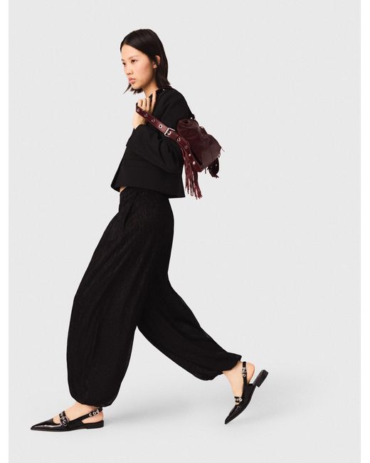 Maje Black Metallic Harem Trousers