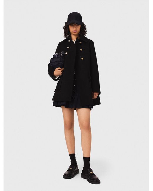 Maje Black Wool Blend Coat