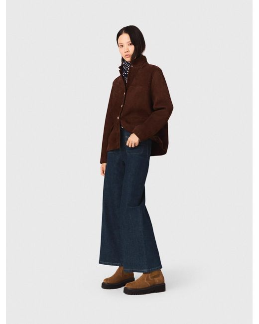 Maje Blue Wide Jeans With Patch Pockets