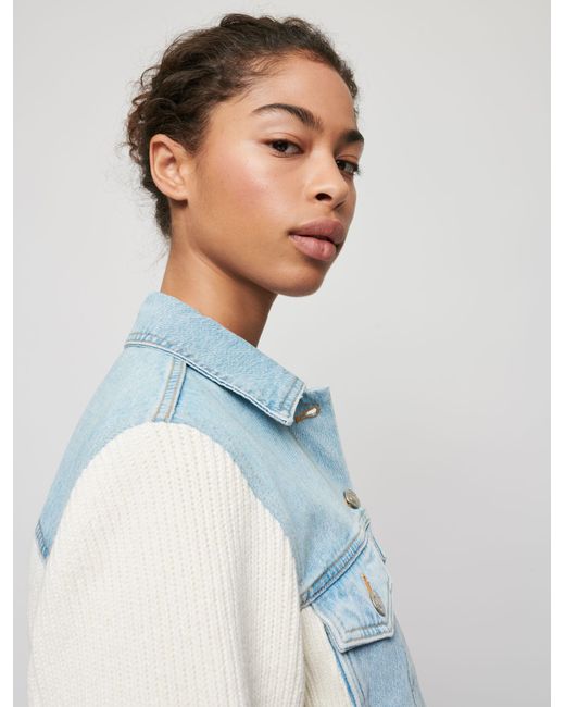 Maje Mixed Material Knit And Denim 