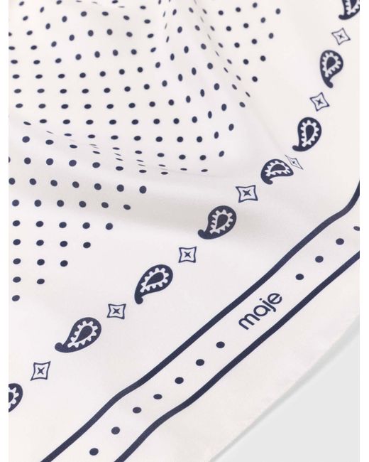 Maje White 90X90 Printed Silk Scarf