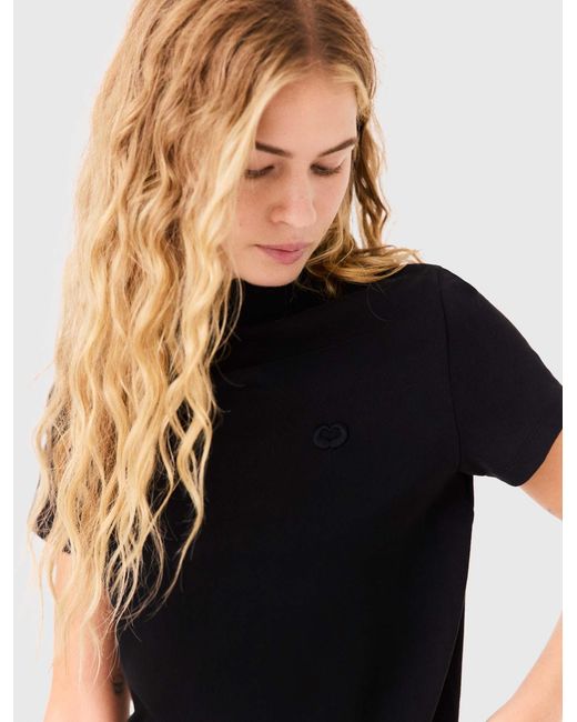 Maje Black T-Shirt With Back Zip