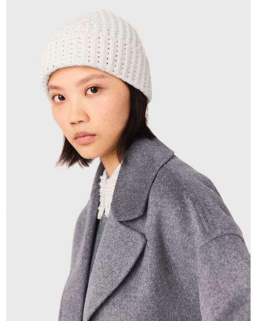Maje White Wool And Rhinestone Hat