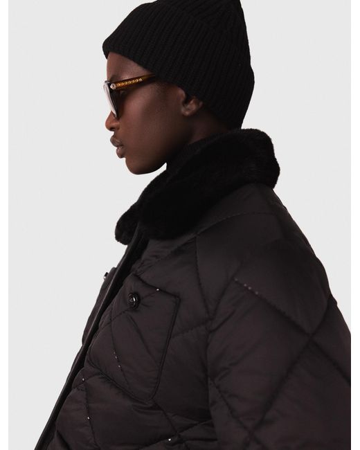 Maje Black Reversible Sequin Puffer Jacket