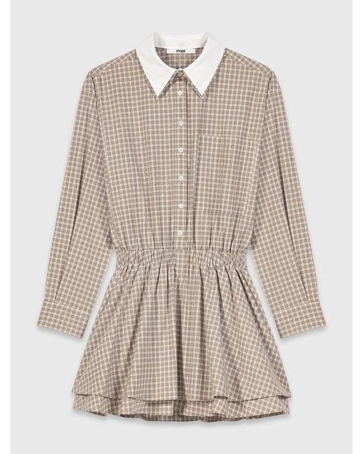Maje White Short Rhinestone Checked Dress
