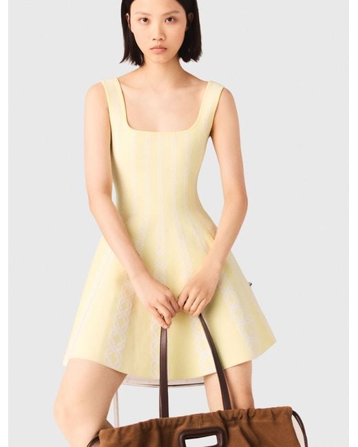 Maje White Jacquard Knit Short Dress