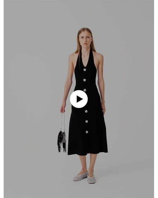 Maje Black Dress With Floral Jewel Details
