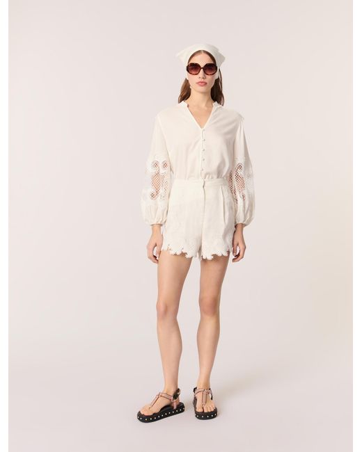 Maje Natural Embroidered Shorts