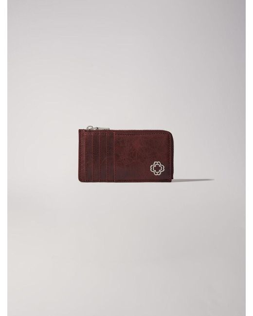 Maje Purple Crackled Leather Cardholder