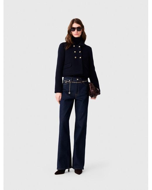 Maje Blue Short Tweed Jacket