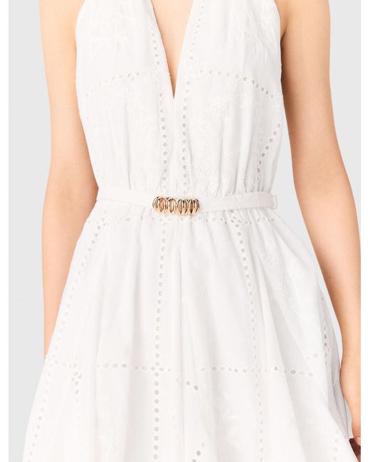 Maje White Short Embroidered Backless Dress