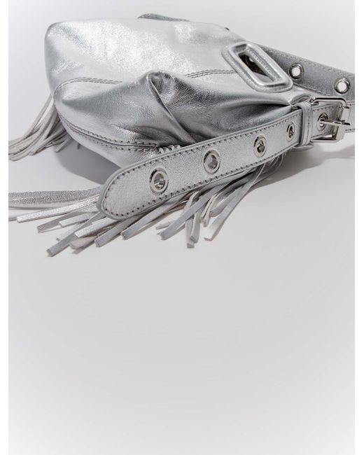 Maje White Miss M Mini Metallic Leather Bag
