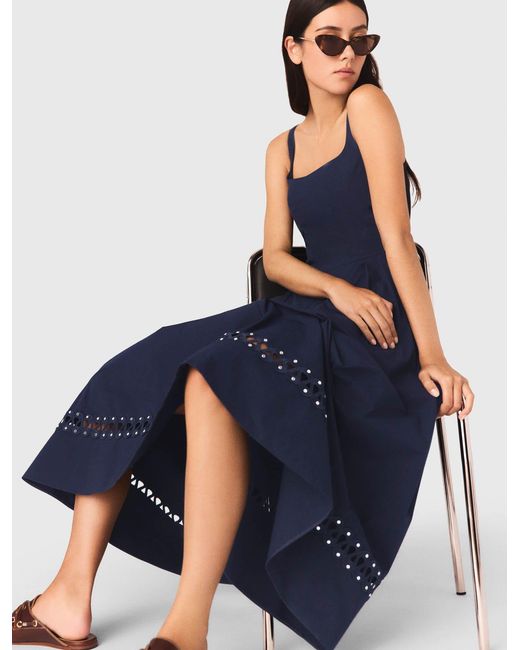 Maje Blue Flared Midi Dress
