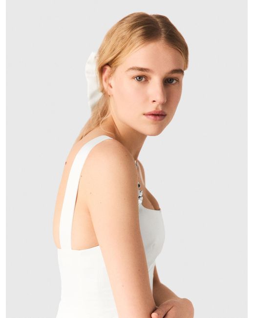 Maje White Short Satin Dress