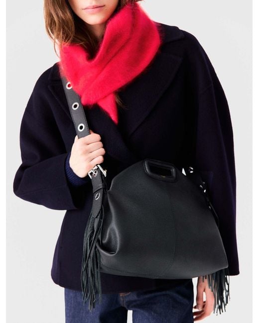 Maje Black Grained Leather Miss M Bag