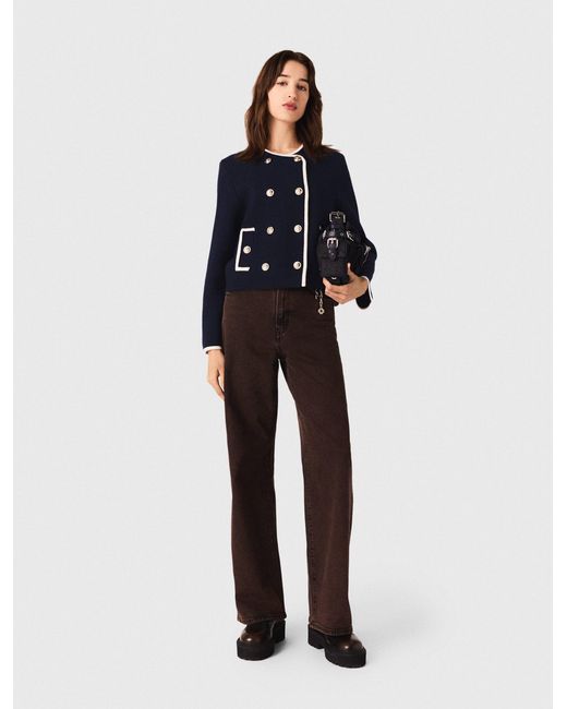Maje White Structured Knit Jacket