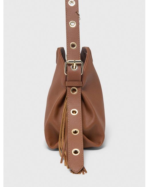 Maje Brown Grained Leather Miss M Bag