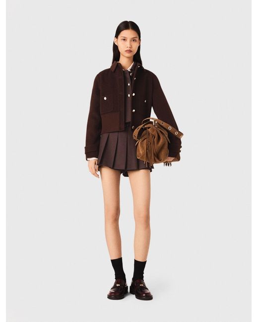 Maje Brown Short Cropped Coat