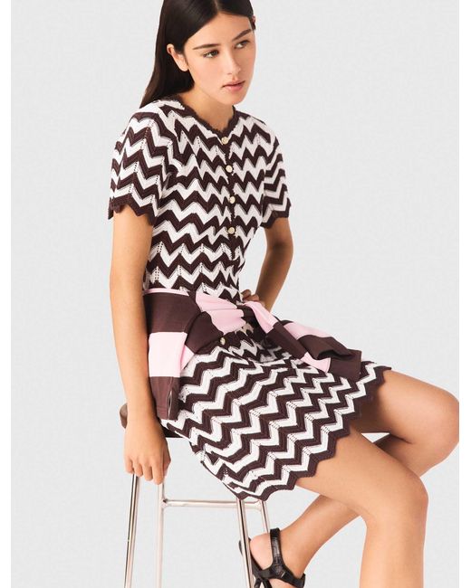 Maje White Zigzag Crochet Dress